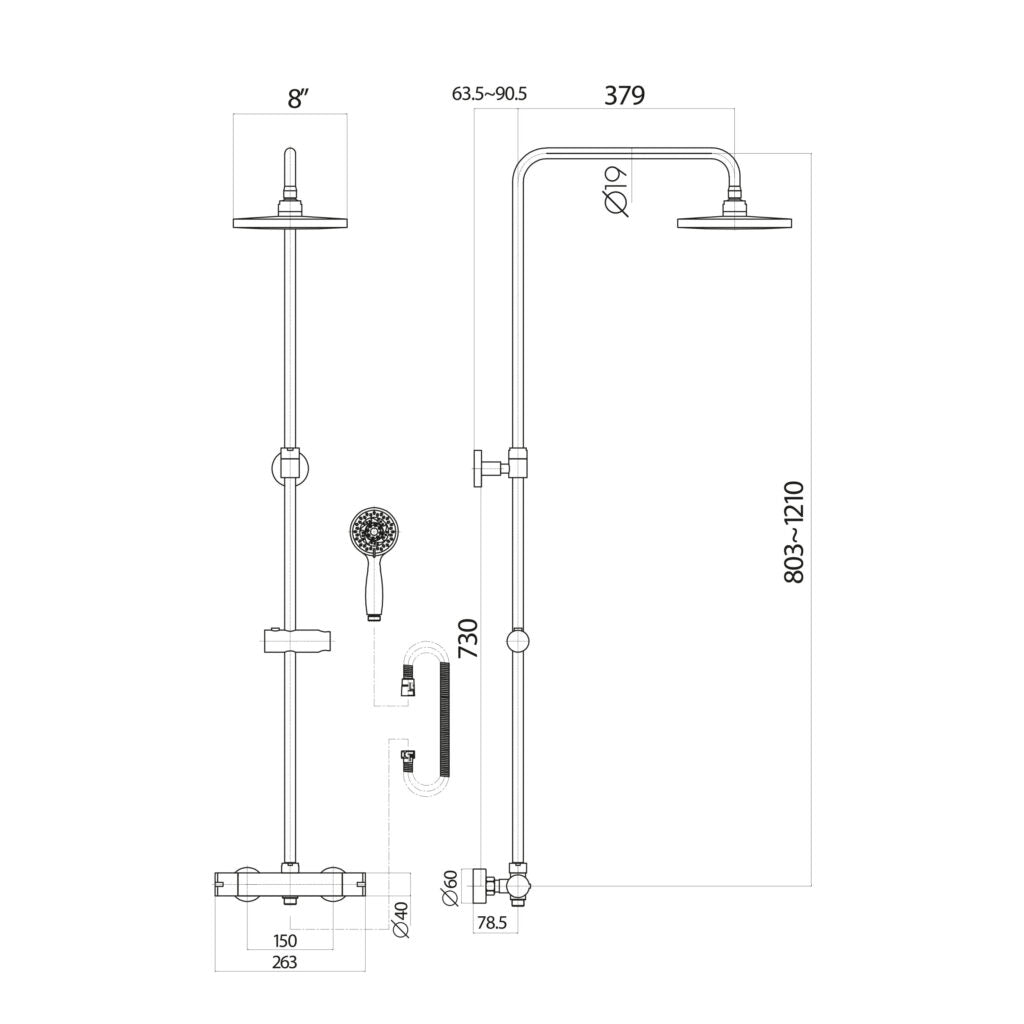 Kris Round black Mixer Shower