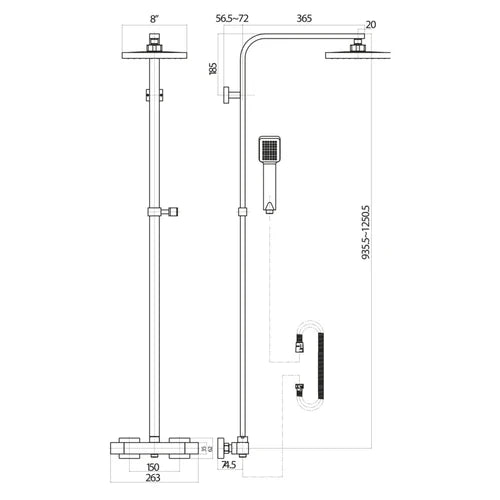 Hilton black Square Mixer Shower