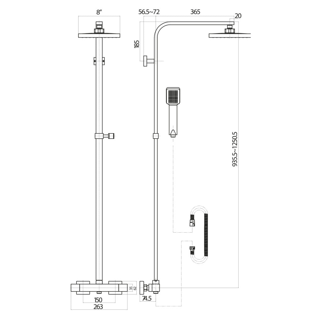 Hilton brass Square Mixer Shower