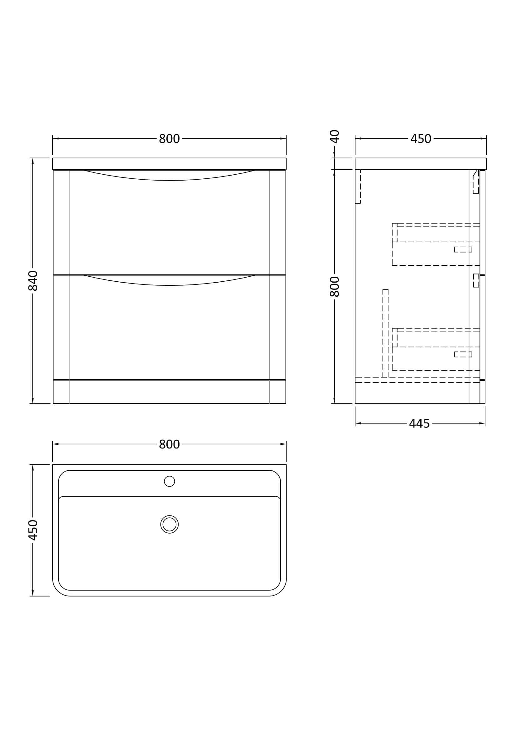 Luna 800mm Floor Standing 2-Drawer Vanity