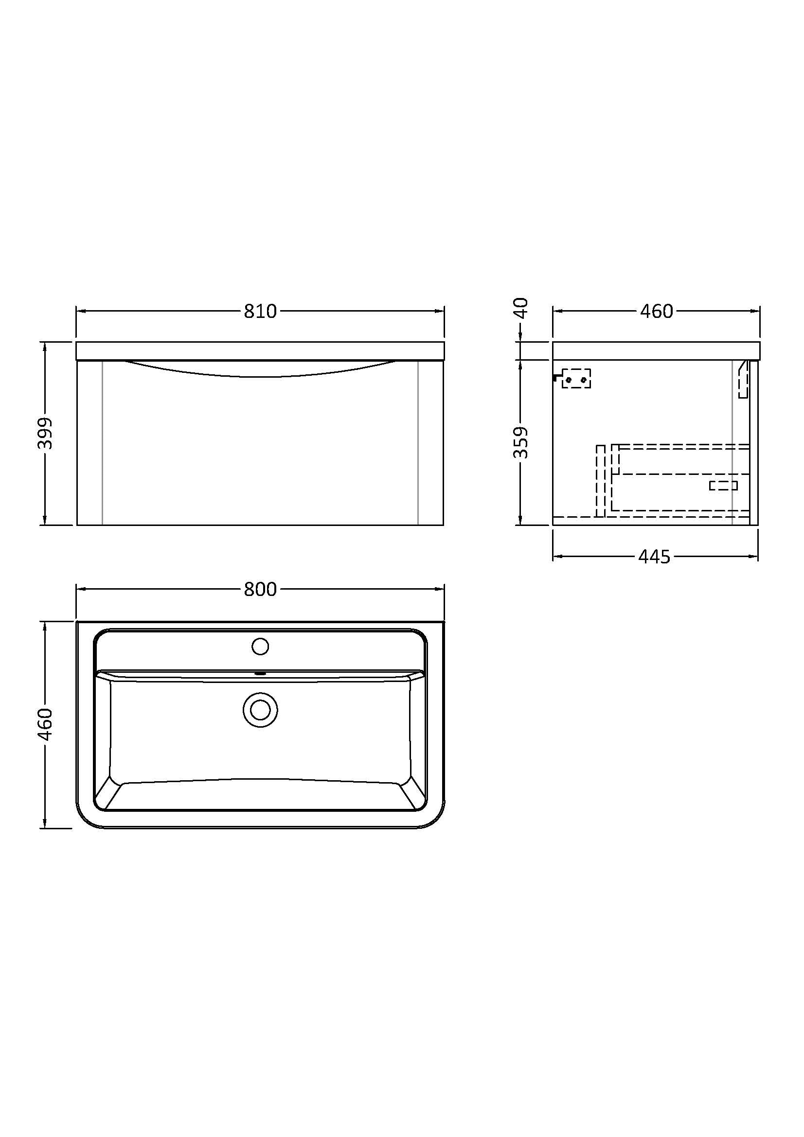 Luna 800mm Wall Hung 1-Drawer Vanity
