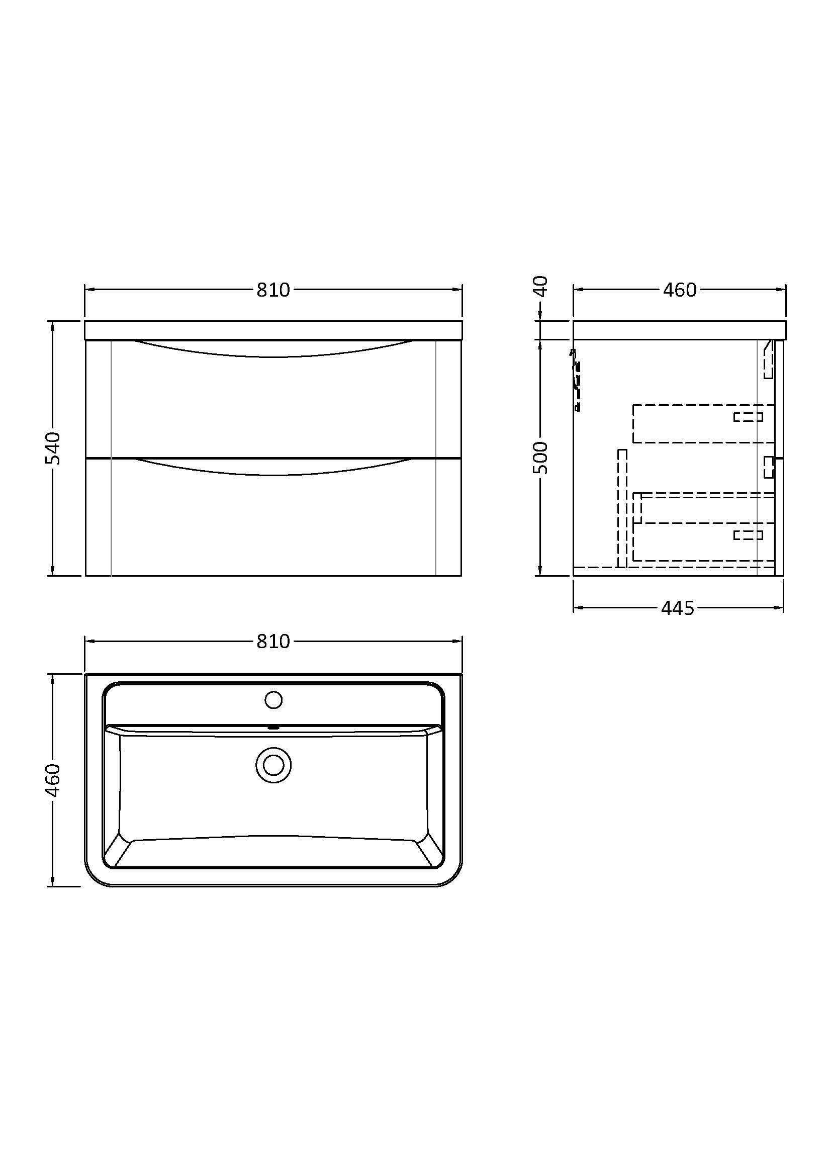 Luna 800mm Wall Hung 2-Drawer Vanity