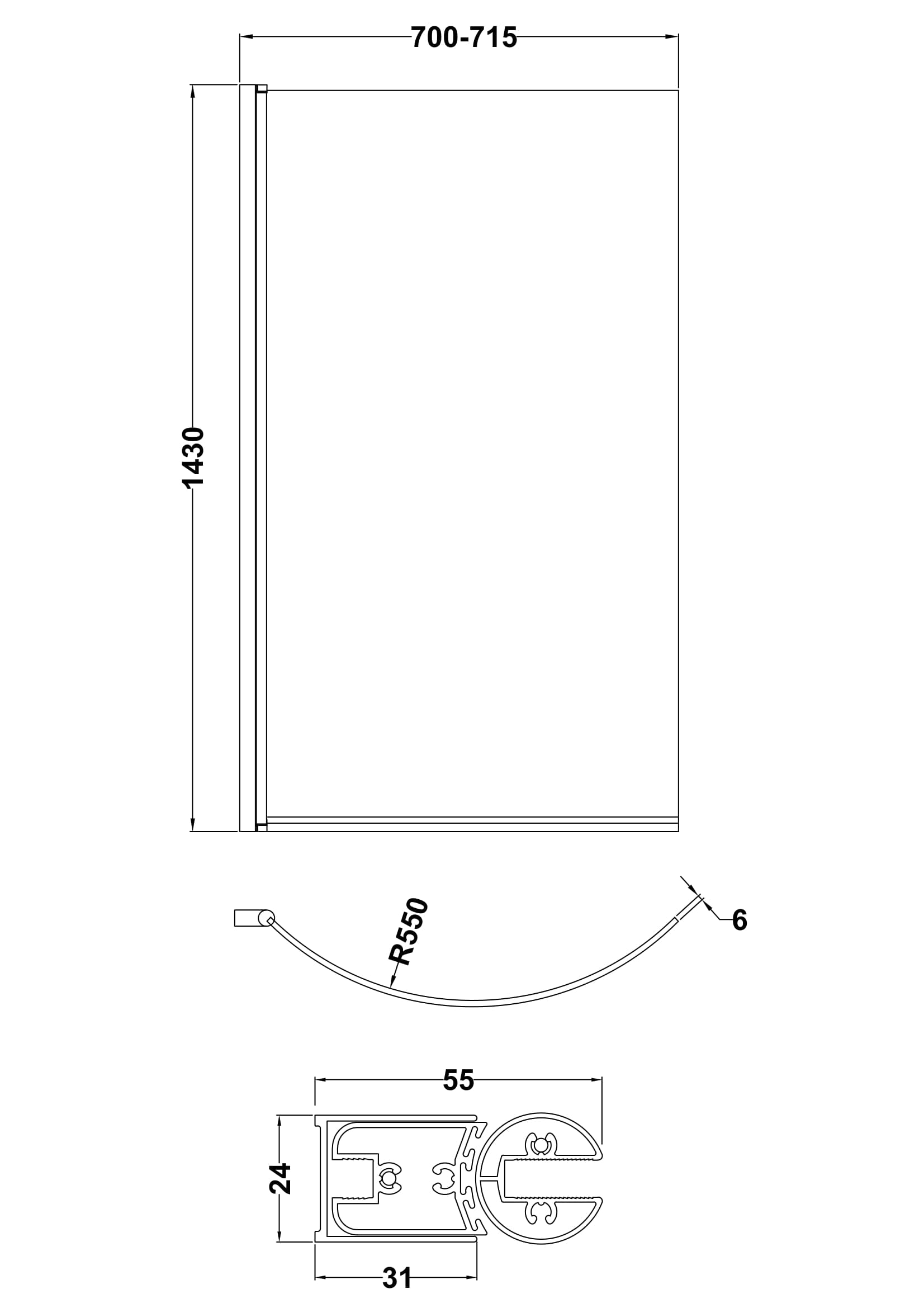 Curved P-Bath Screen