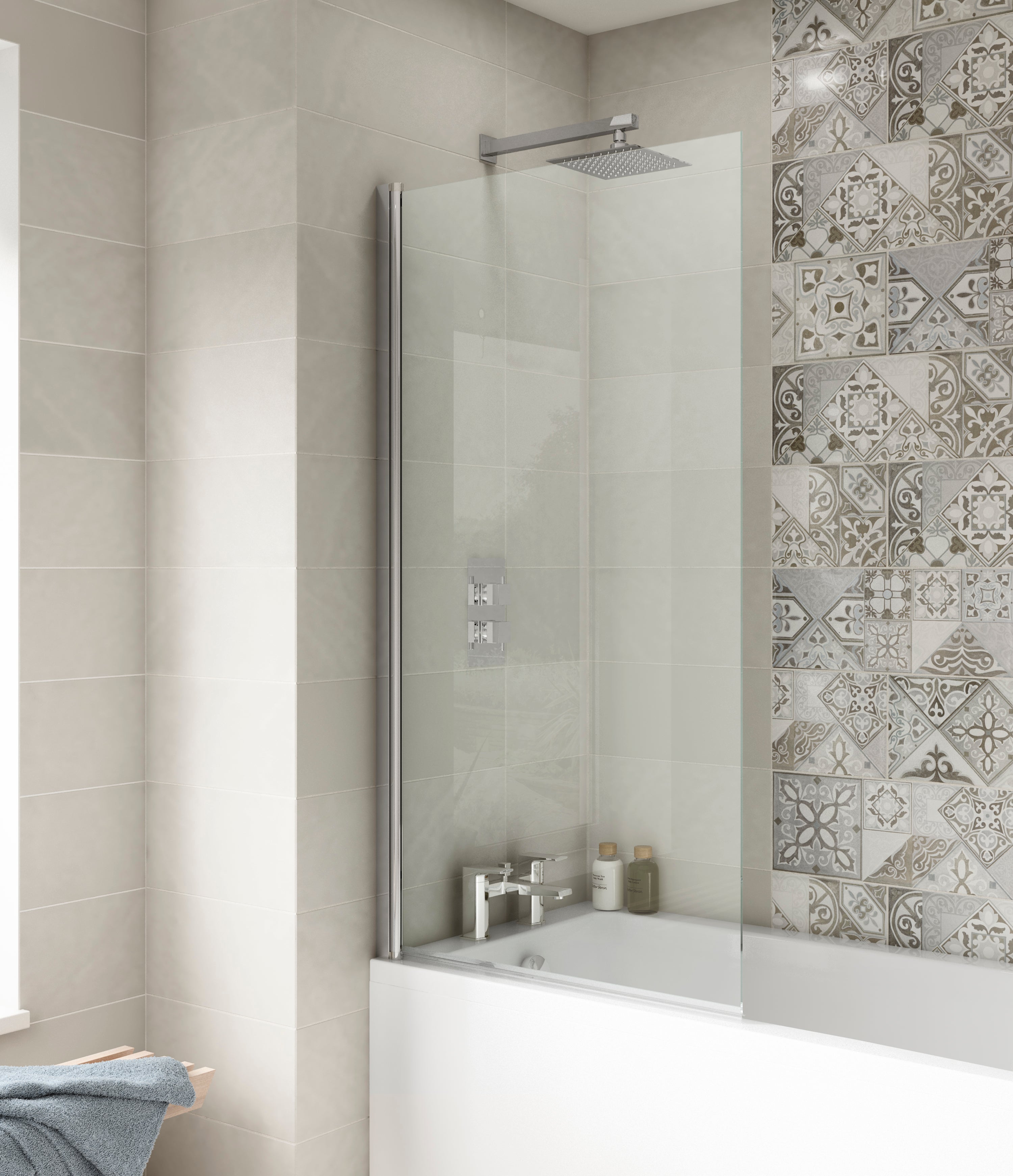 Square Hinged Bath Screen
