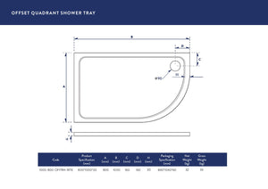 1000X800 Offset Quadrant Tray (Right Hand)