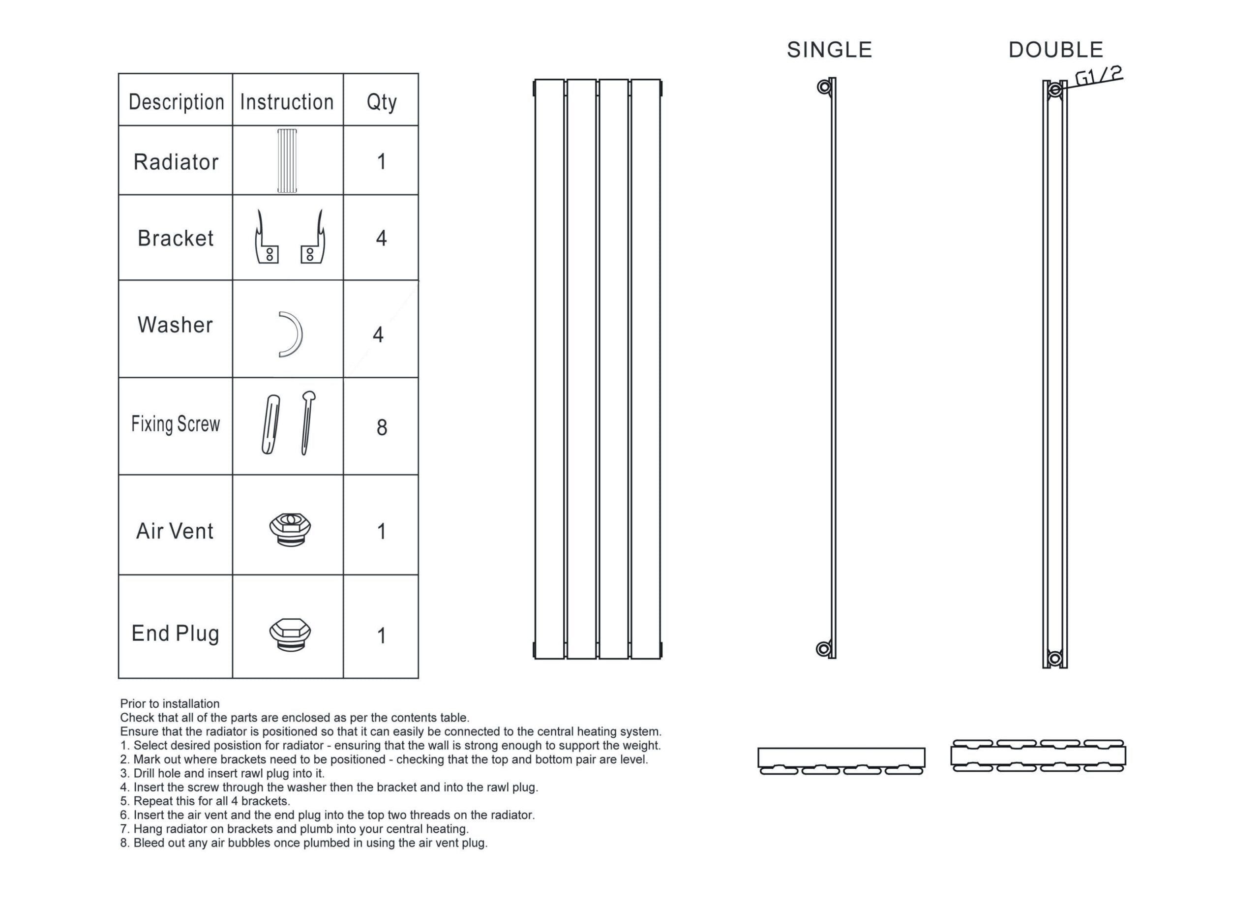 Astro 413X1800 Vertical White Towel Rail