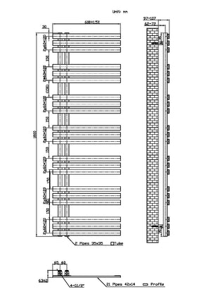 Lizz 600X1800 Chrome Towel Rail