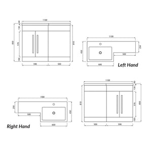 Daisy 1100 L Shape Vanity Set