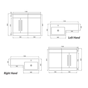 Aster 1100 L Shape Vanity Set