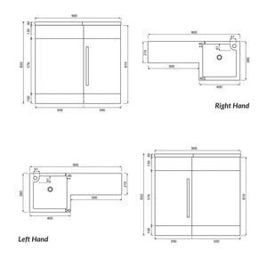 Aster 900 L Shape Vanity Set