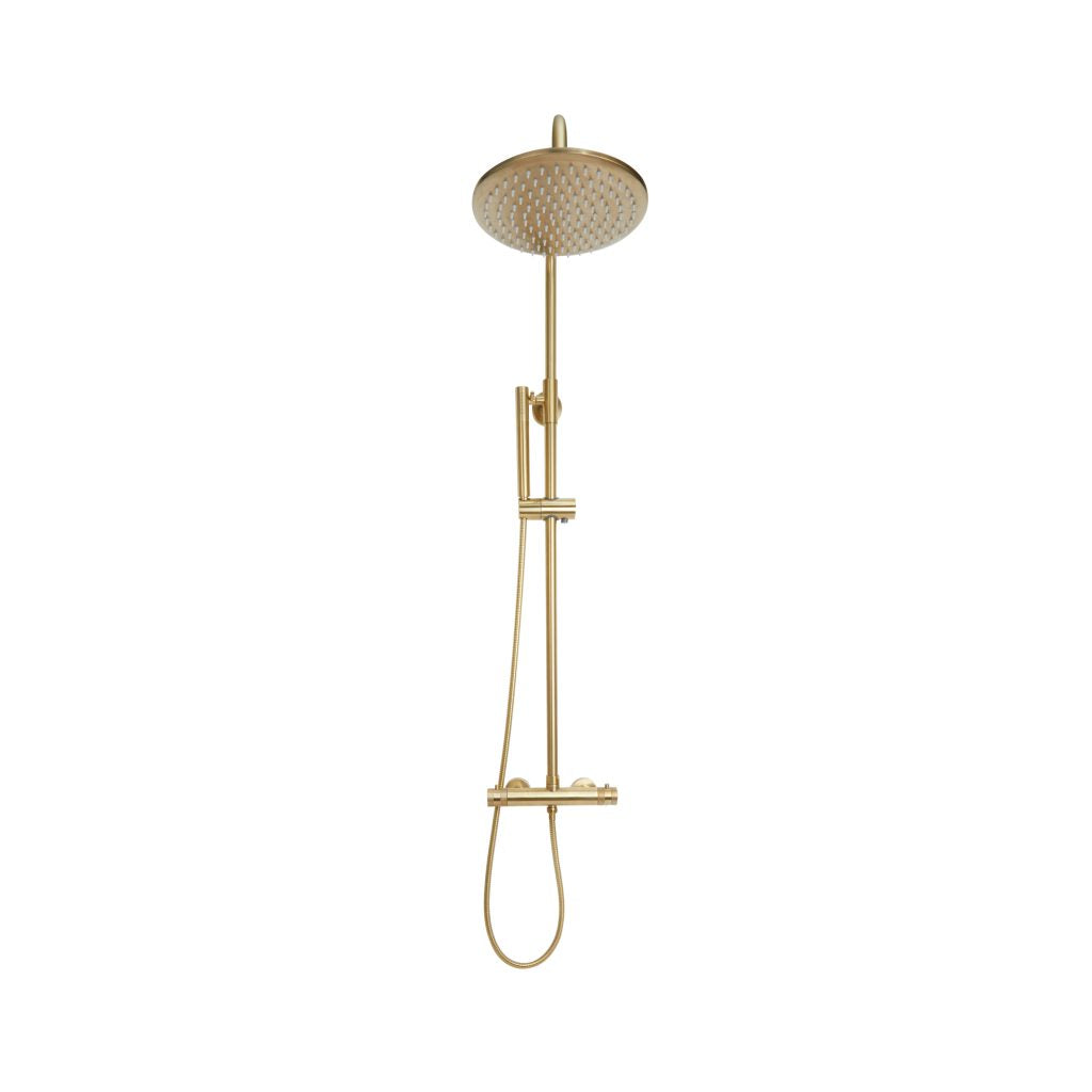 Alpha Brushed Brass Round Rigid Riser Shower