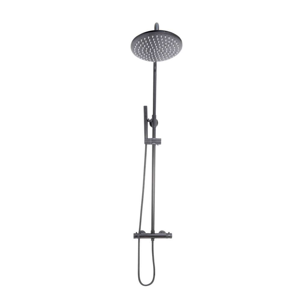 Alpha Gunmetal Round Rigid Riser Shower