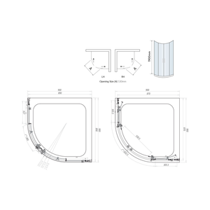 900X900 2-Door Quadrant Enclosure Black