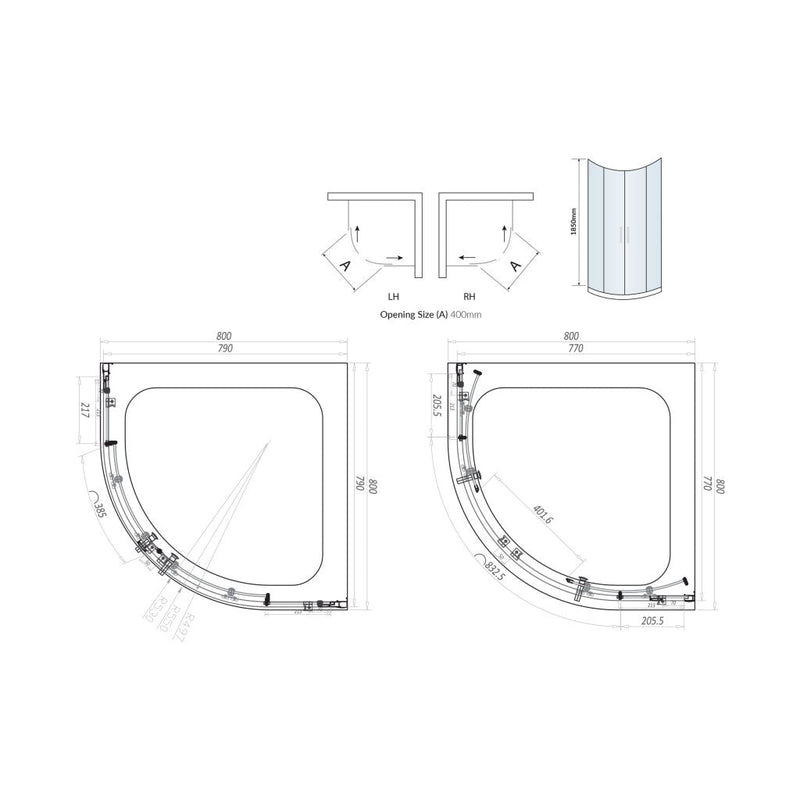 800X800 2-Door Quadrant Enclsoure