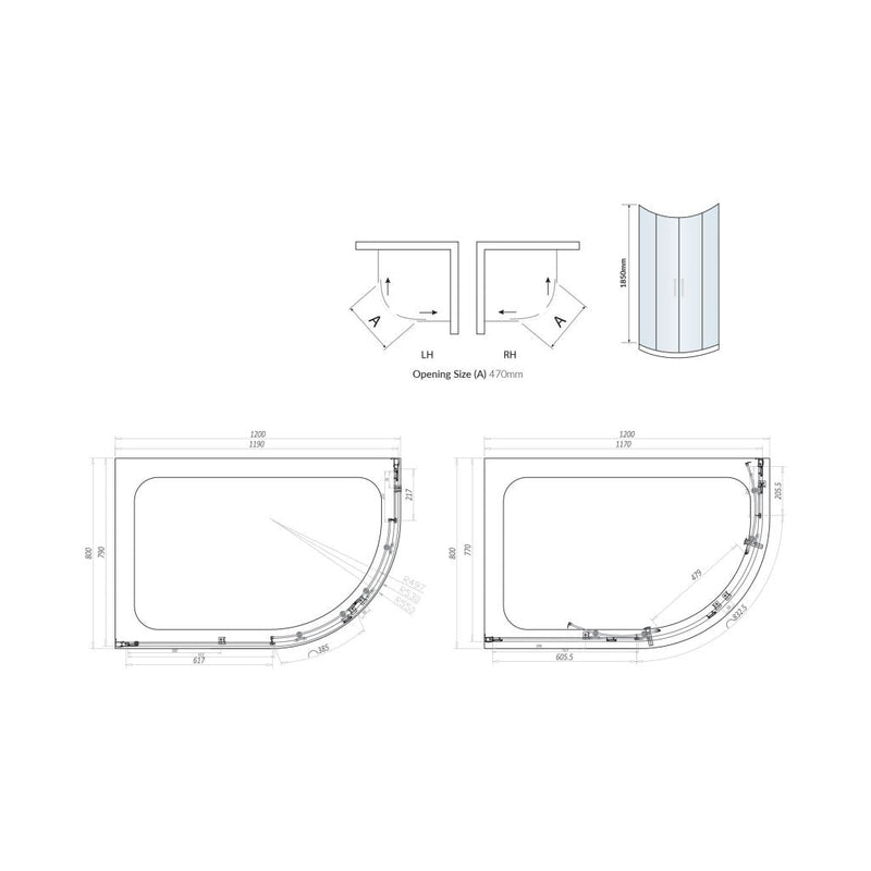 1200X800 Offset Quadrant Enclosure