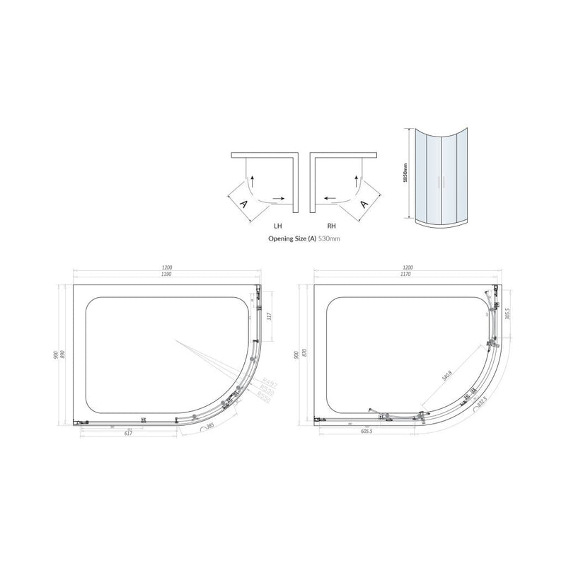 1200X900 Offset Quadrant Enclosure