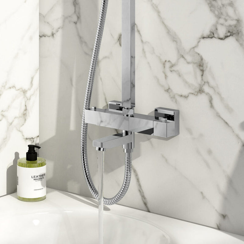 Enzo Square Rigid Riser Shower With Bath Filler