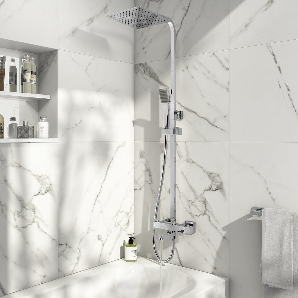 Enzo Square Rigid Riser Shower With Bath Filler