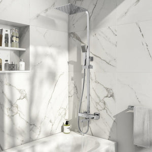 Enzo Square Rigid Riser Shower With Bath Filler