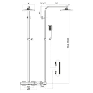 Hilton black Square Mixer Shower