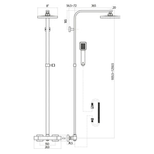 Hilton brass  Square Mixer Shower