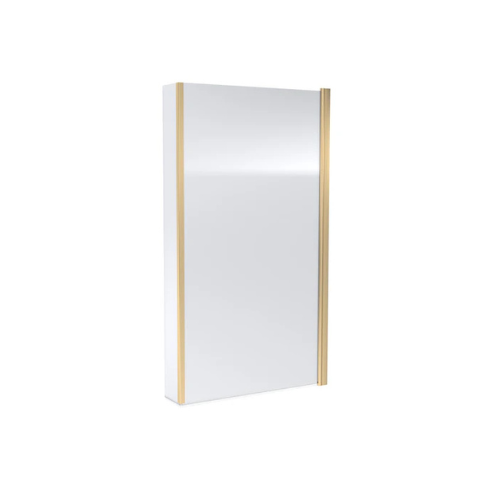 L-Shaped Brass Hinged Bath Screen with Fixed Return