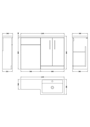 Arko L Shape Vanity Set 1100mm (Right Hand)