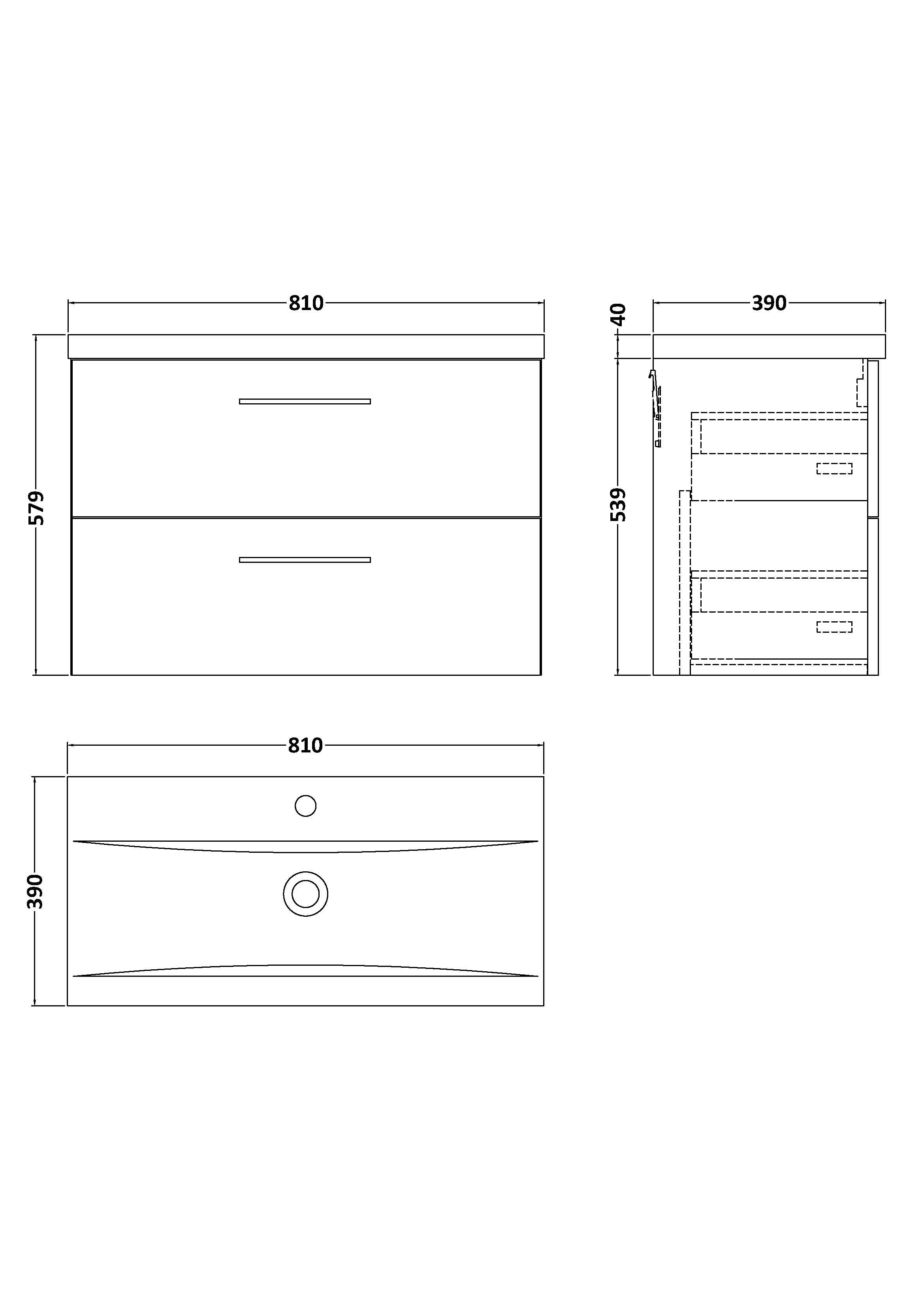 Arko 800mm Wall Hung 2-Drawer Vanity