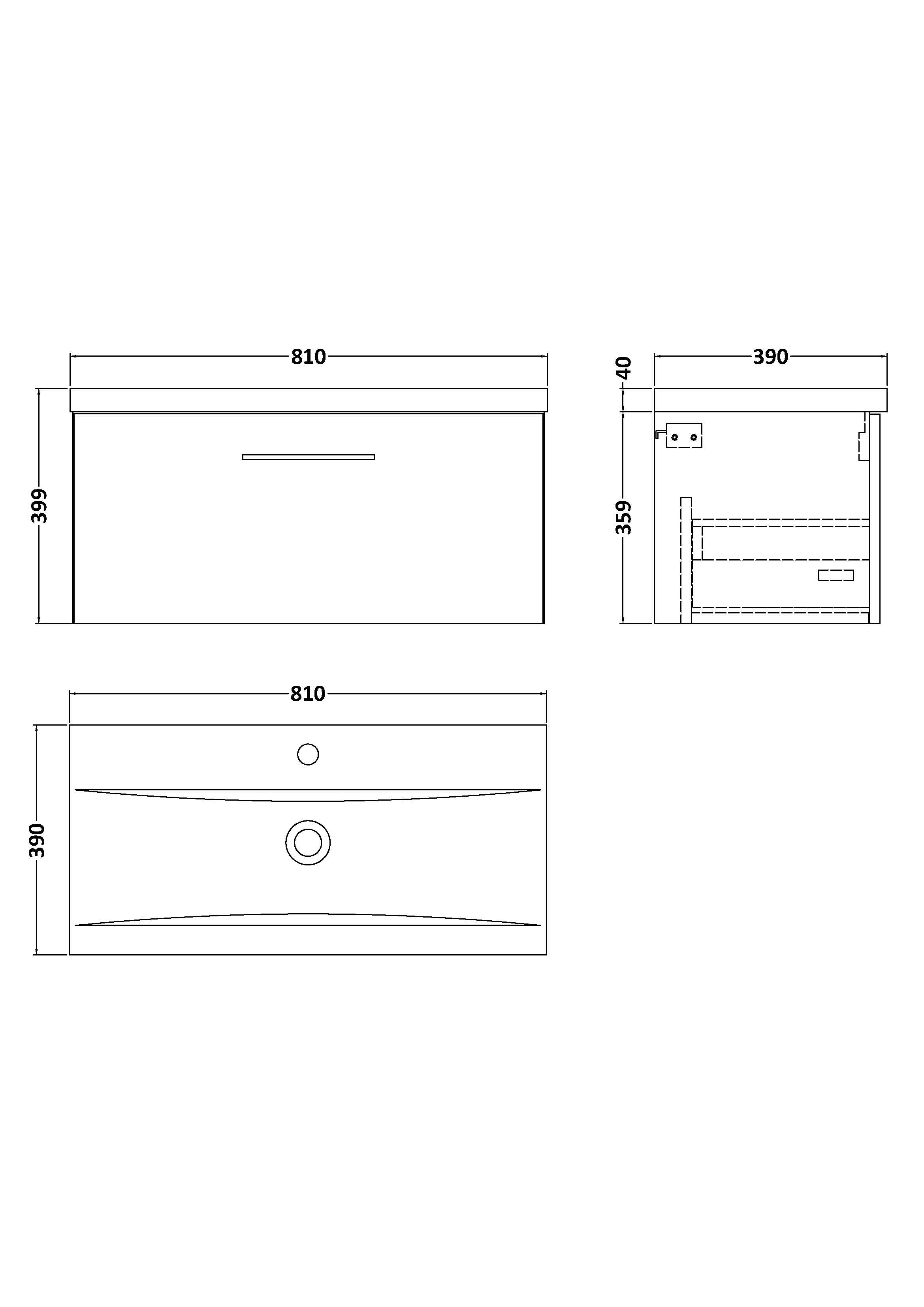 Arko 800mm Wall Hung 2-Drawer Vanity