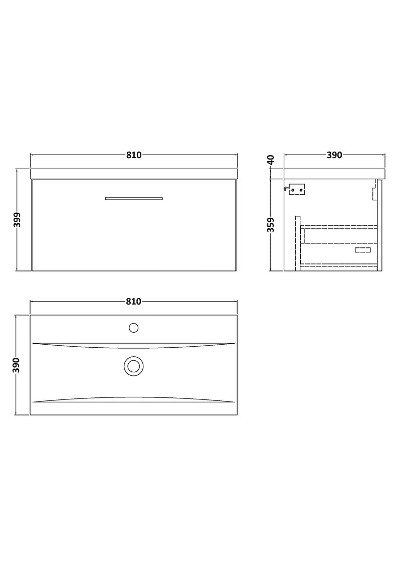 Arko 800mm Wall Hung 2-Drawer Vanity