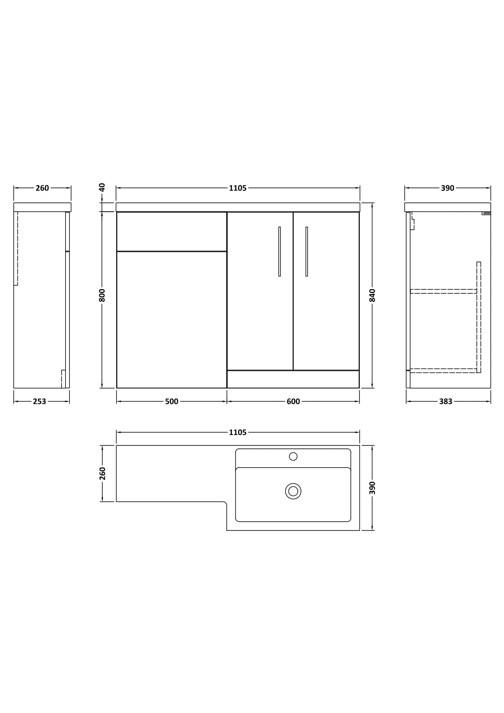 Arko L Shape Vanity Set 1100mm (Right Hand)