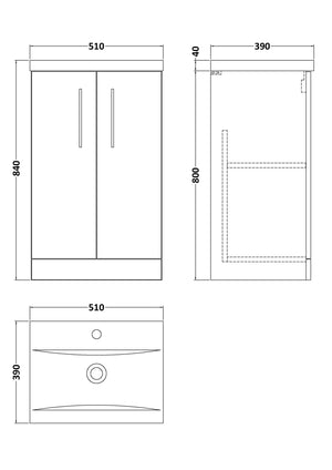 Arko 500mm Floor Standing 2-Door Vanity