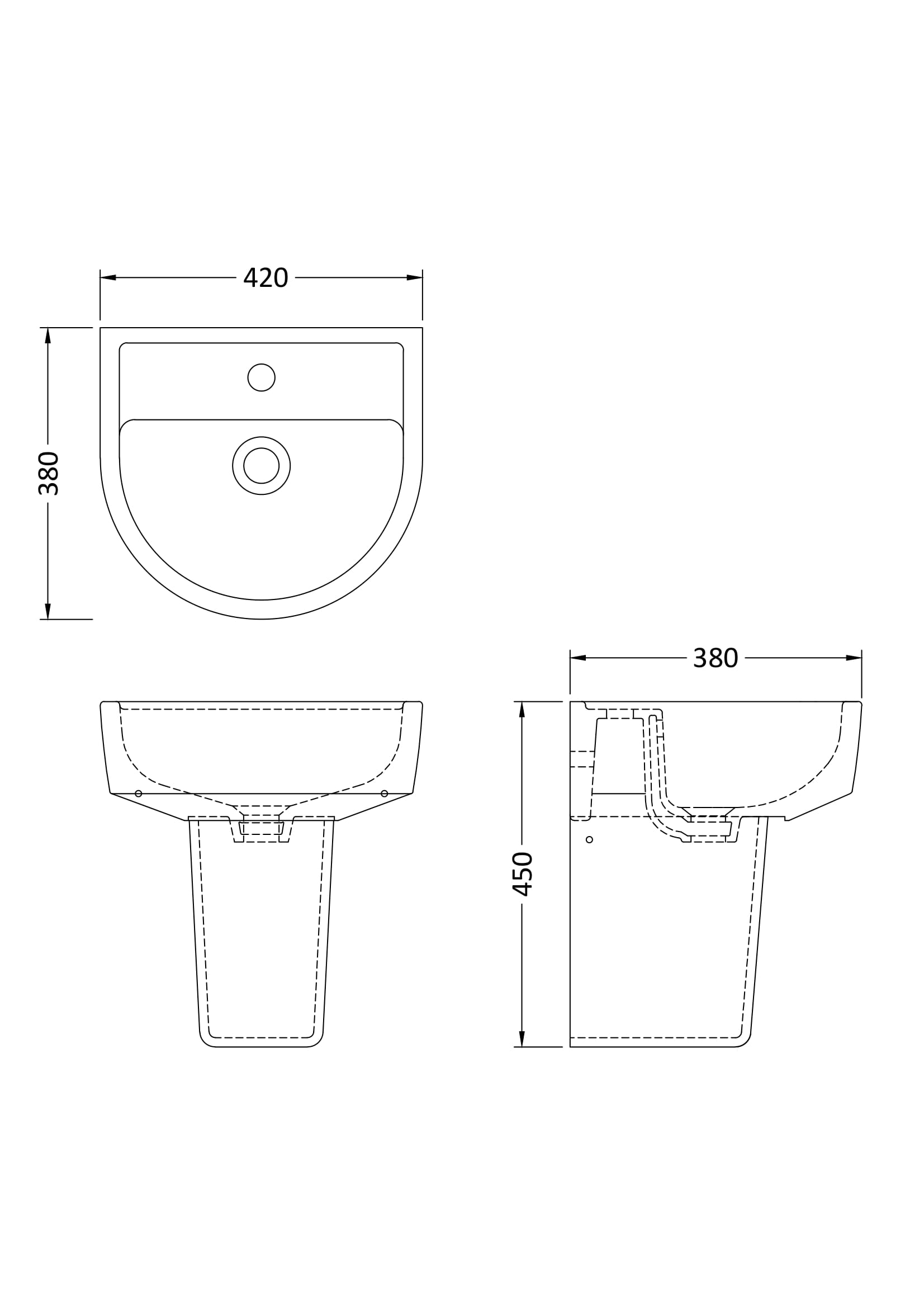 Round 420mm Basin & Semi Pedestal