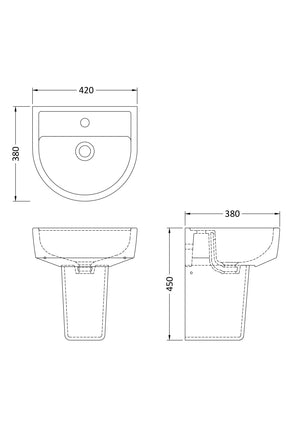 Round 420mm Basin & Semi Pedestal