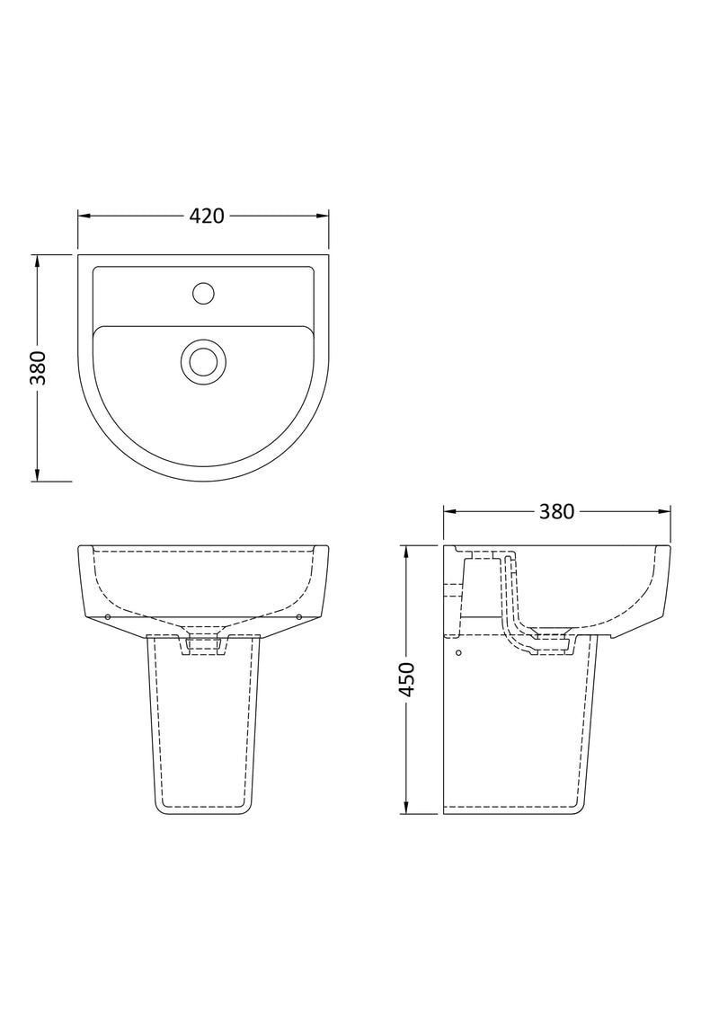 Round 420mm Basin & Semi Pedestal