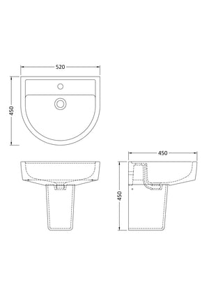 Round 520mm Basin & Semi Pedestal