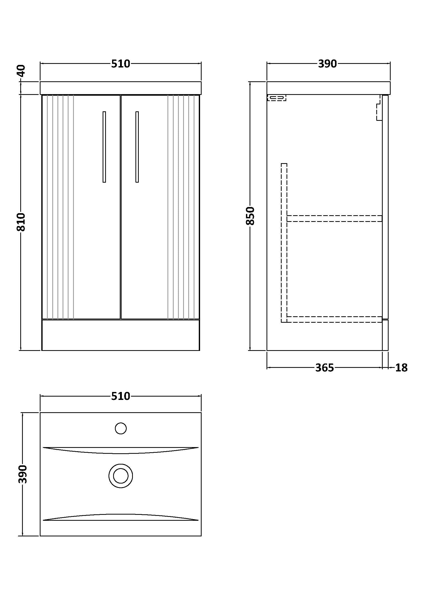Eco 500mm Floor Standing 2-Door Vanity