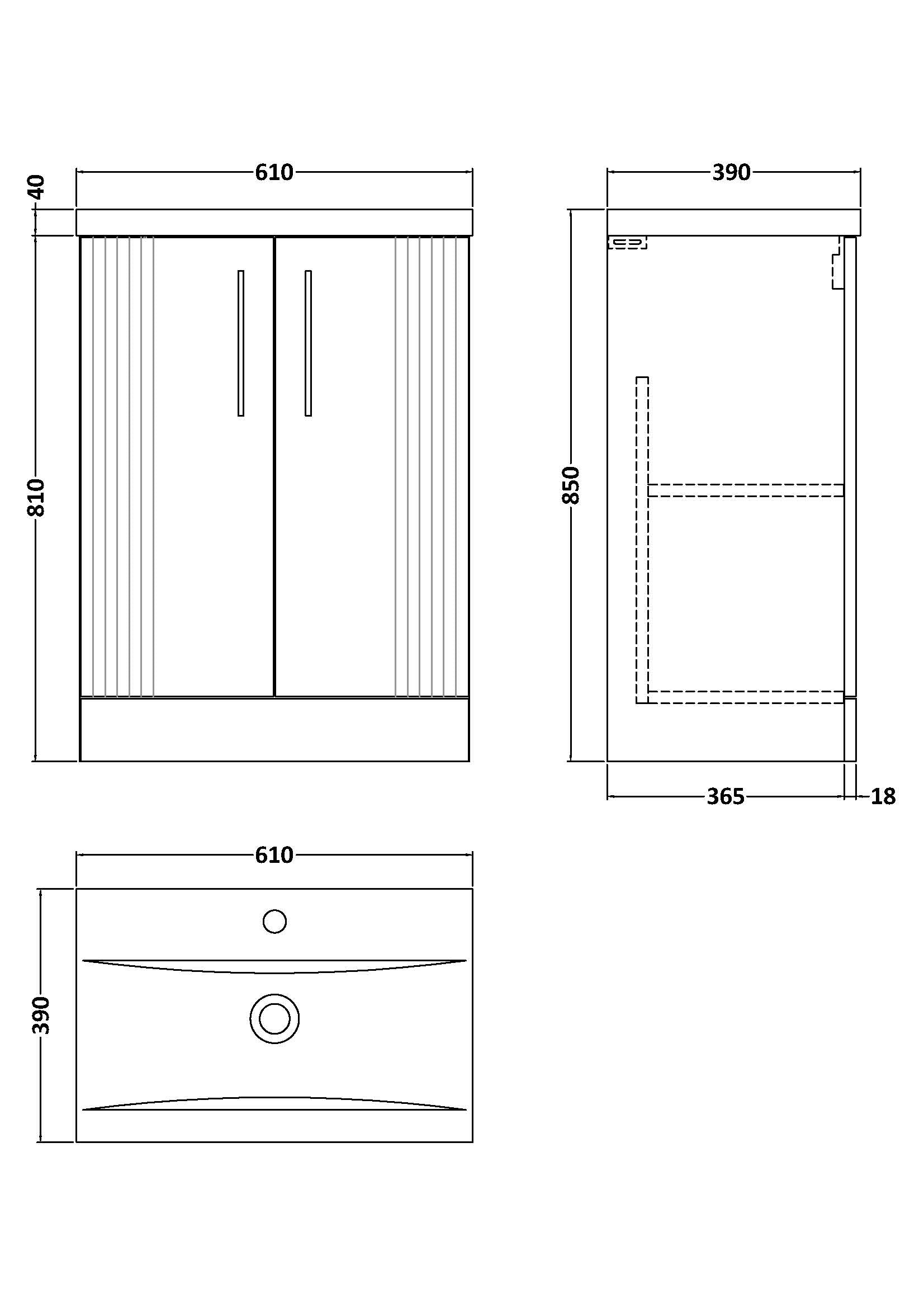 Eco 600mm Floor Standing 2-Door Vanity