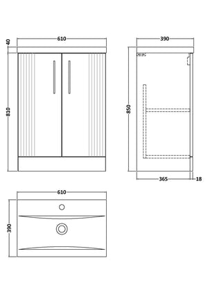 Eco 600mm Floor Standing 2-Door Vanity