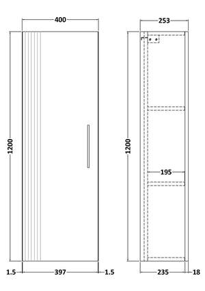 Eco 400mm Wall Hung Tall Unit 1-Door