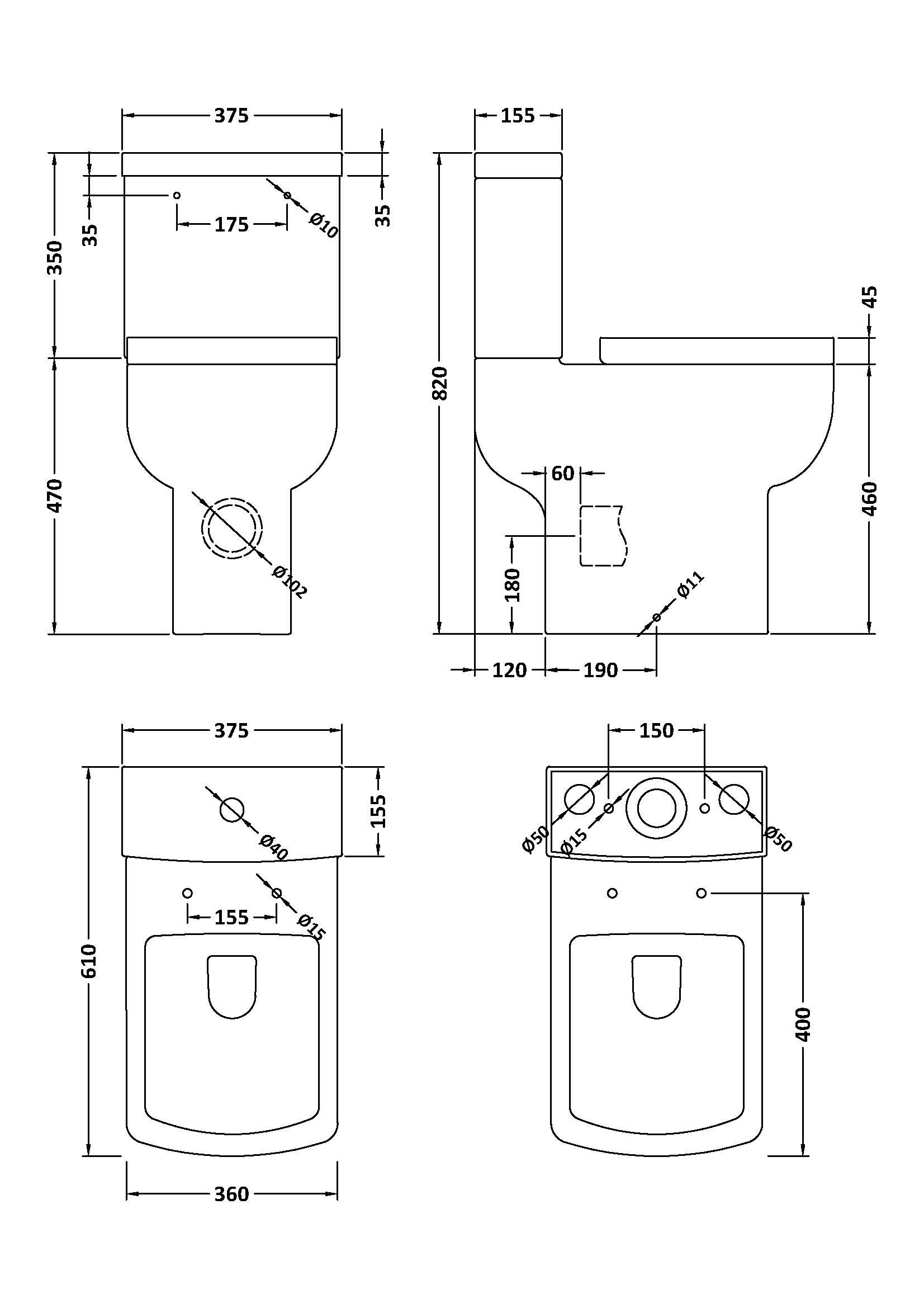 Comfort Height Pan, Cistern & Seat