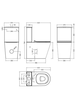 Flush to Wall Pan, Cistern & Seat