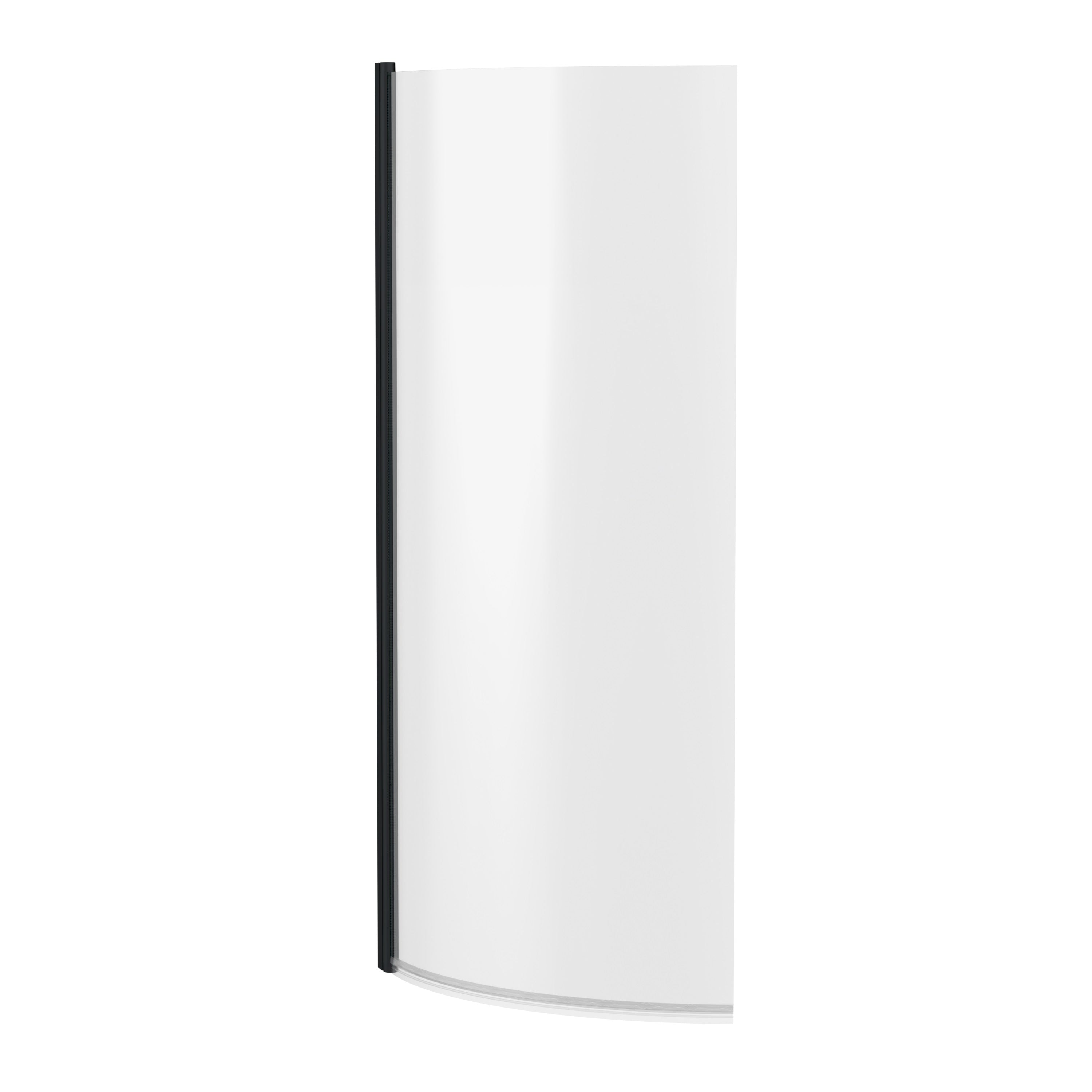Black P-Bath Curved Hinged Shower Bath Screen