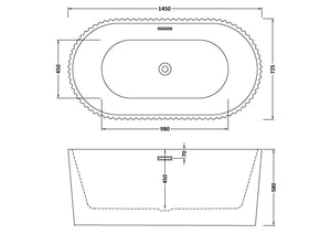 Freestanding Fluted Bath 1450mm
