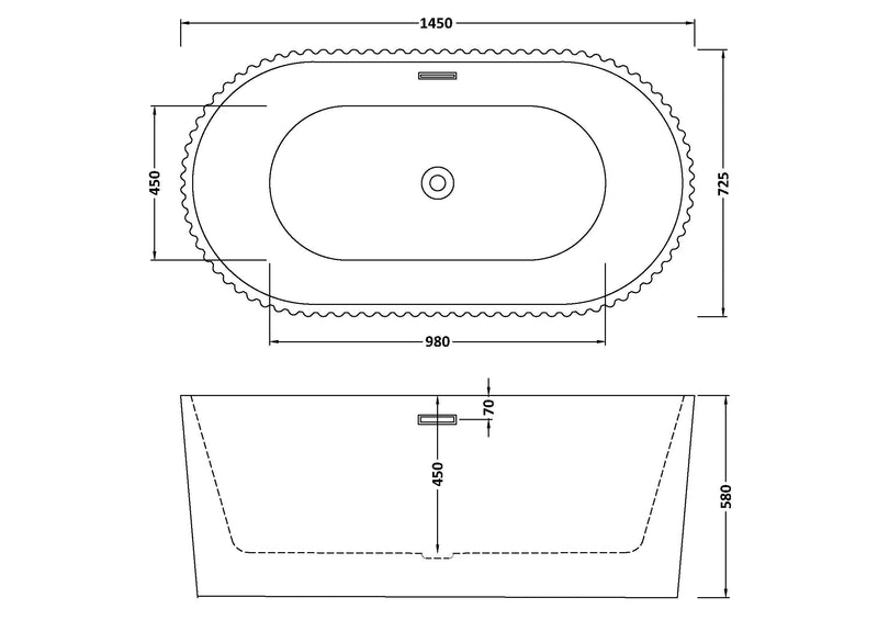 Freestanding Fluted Bath 1450mm