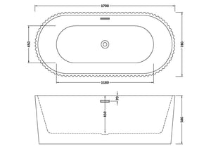 Freestanding Fluted Bath 1700mm
