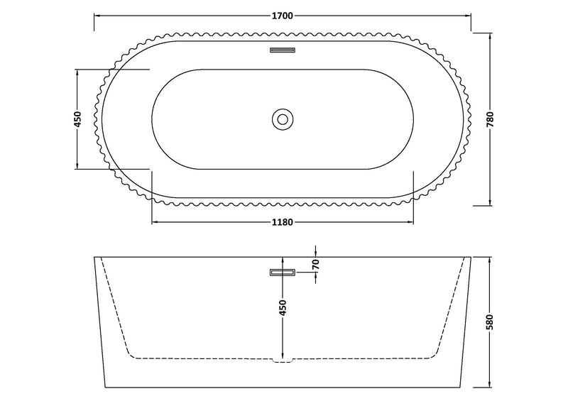 Freestanding Fluted Bath 1700mm