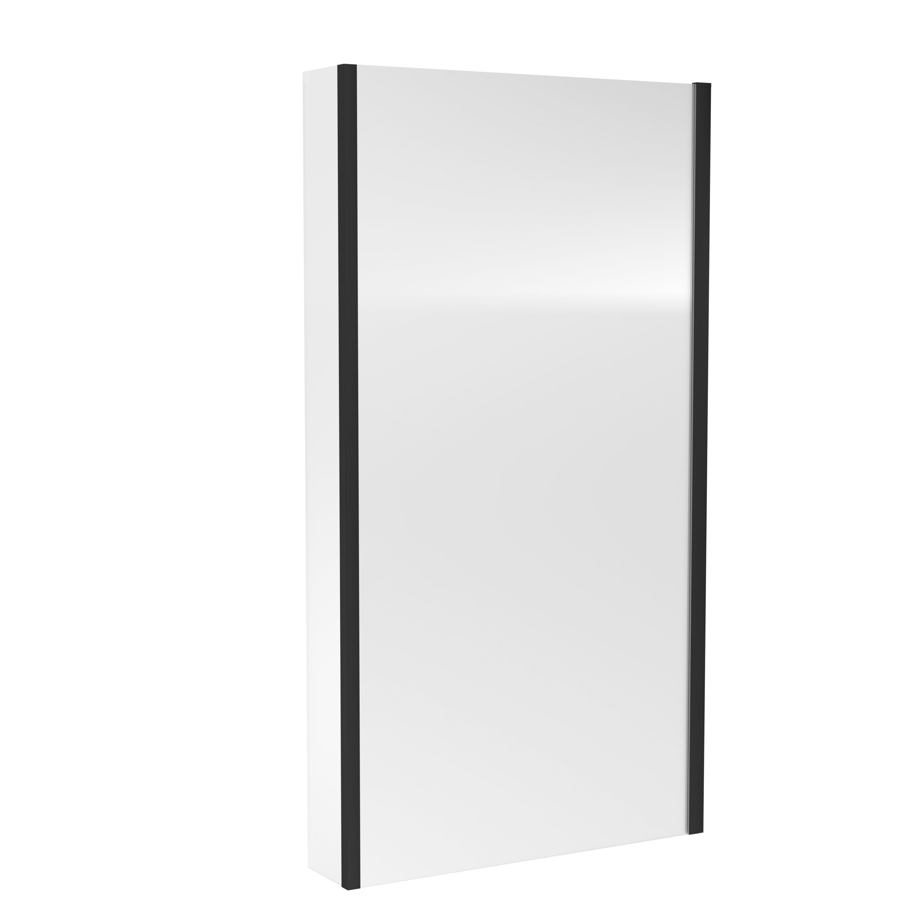 Bath Screens Square L Shape 6mm Toughened Safety Glass Bath Screen with Fixed Return Black