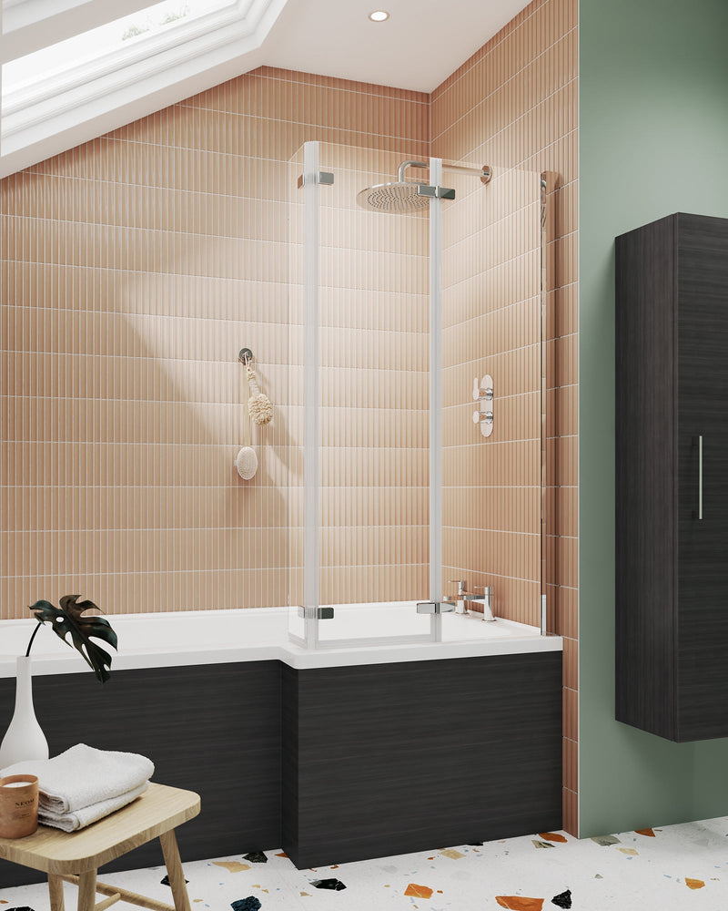 L-Shaped Bath Screen Double Hinged