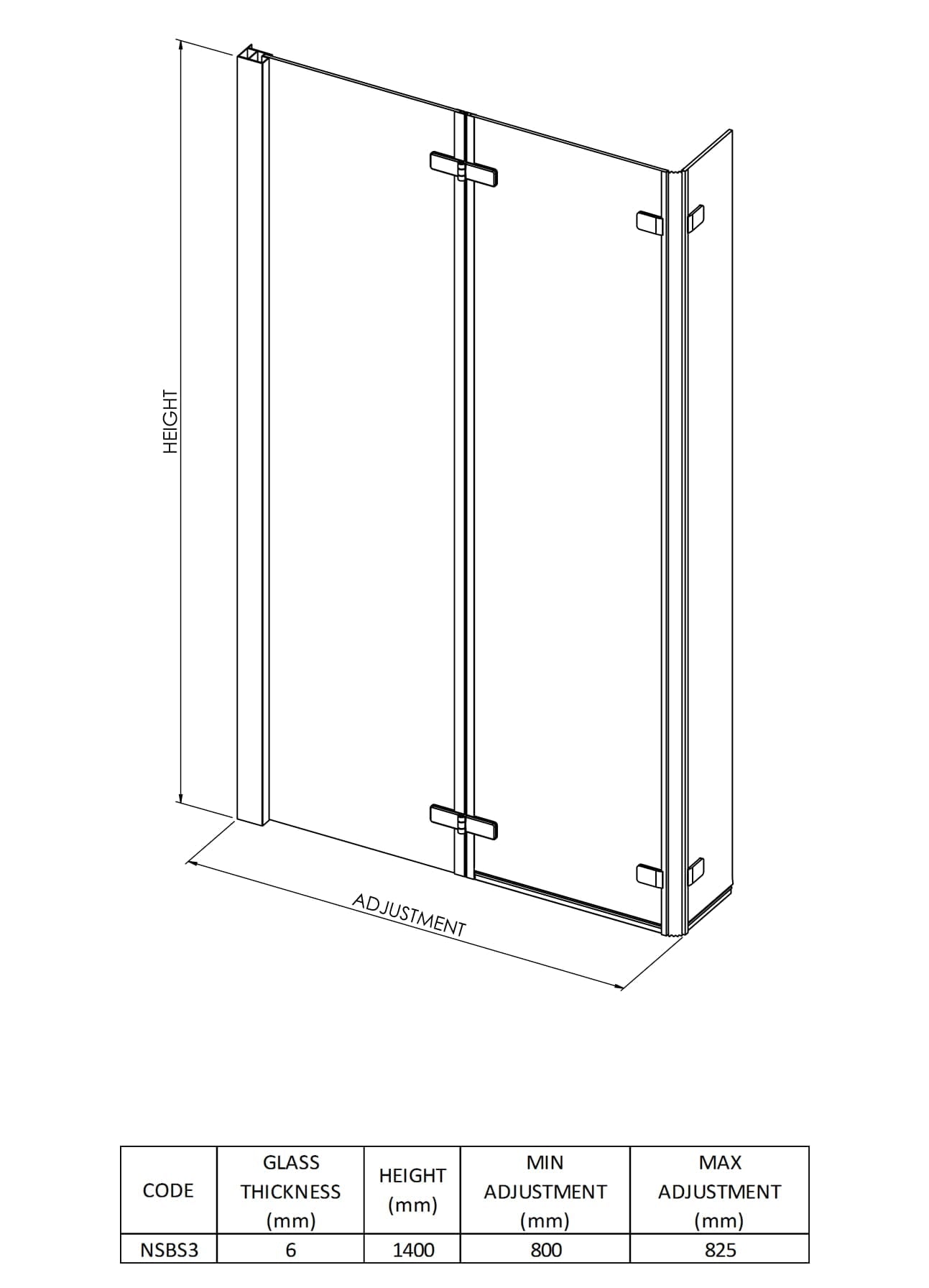 L-Shaped Bath Screen Double Hinged